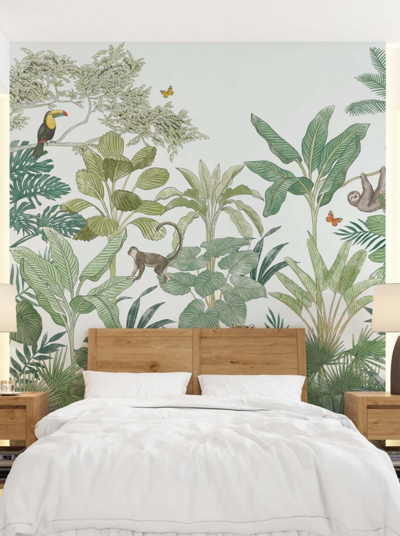 Papel pintado panorámico tropical no tejido Verde - Kiabi