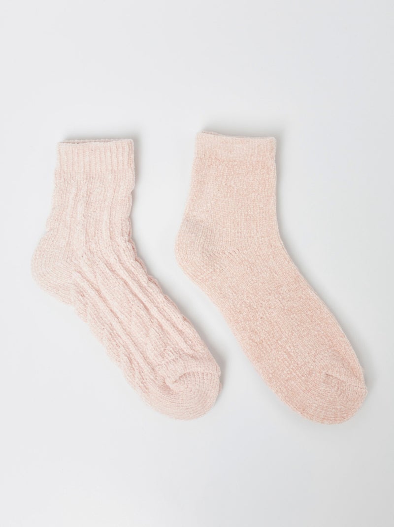 Paquete de 2 calcetines de chenilla suave - AFIBEL Rosa - Kiabi