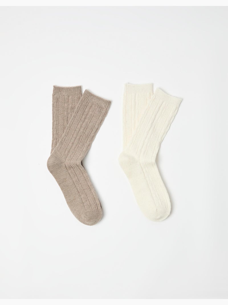 Paquete de 2 pares de calcetines de lana, MO Fashion Marrón - Kiabi