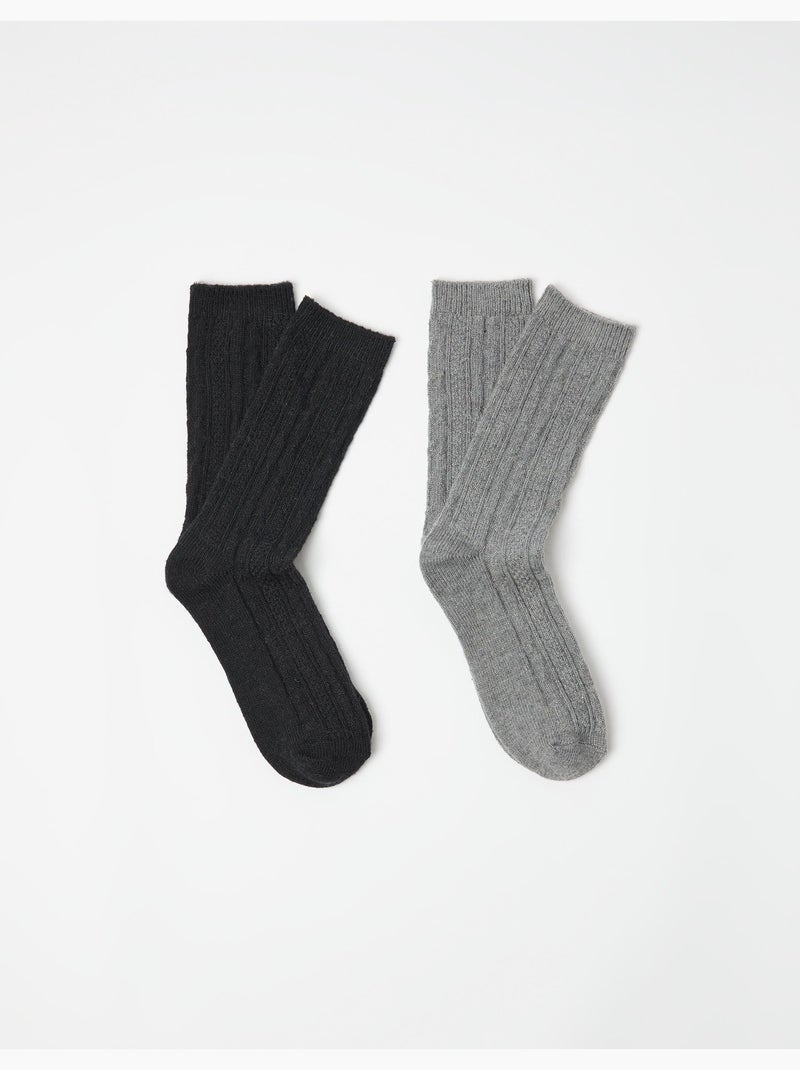 Paquete de 2 pares de calcetines de lana, MO Fashion Negro - Kiabi