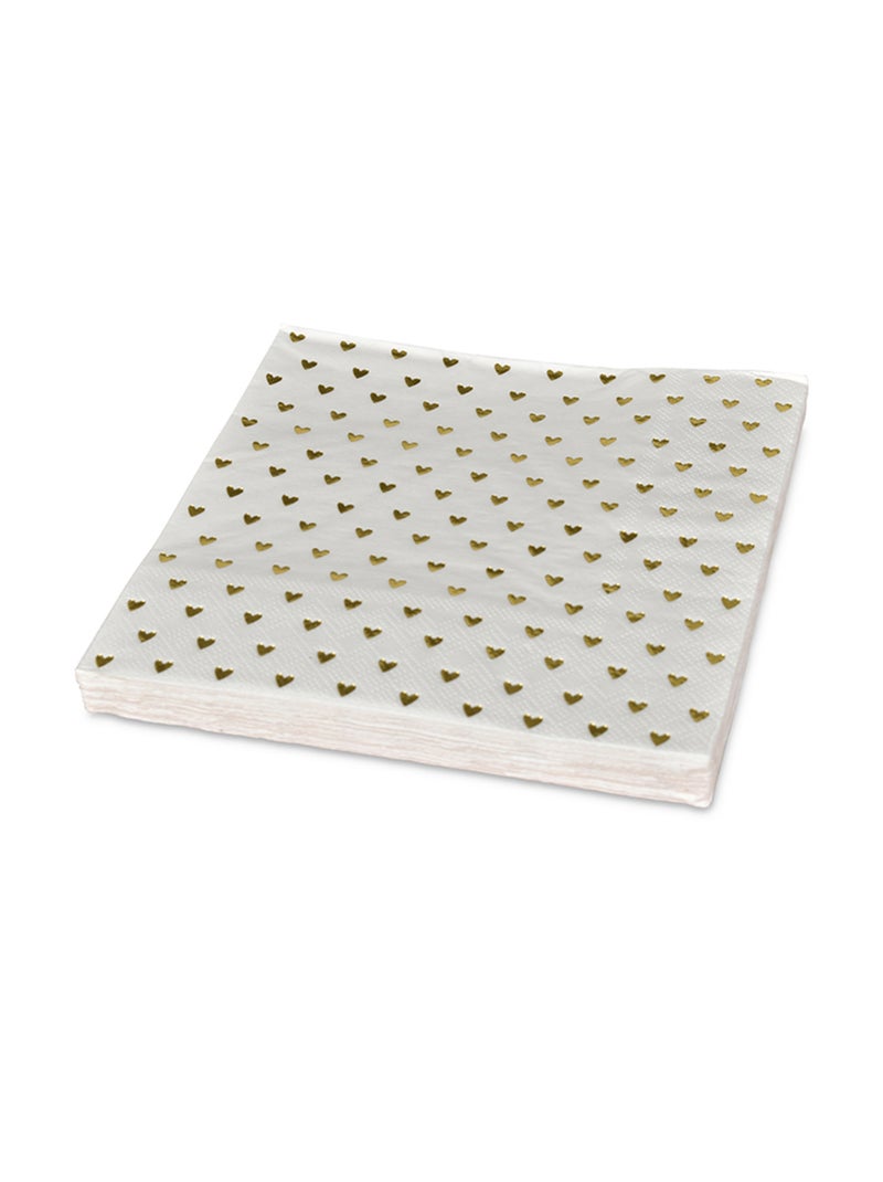 Paquete de 20 servilletas de papel con forma de corazón Dorado/Oro - Kiabi