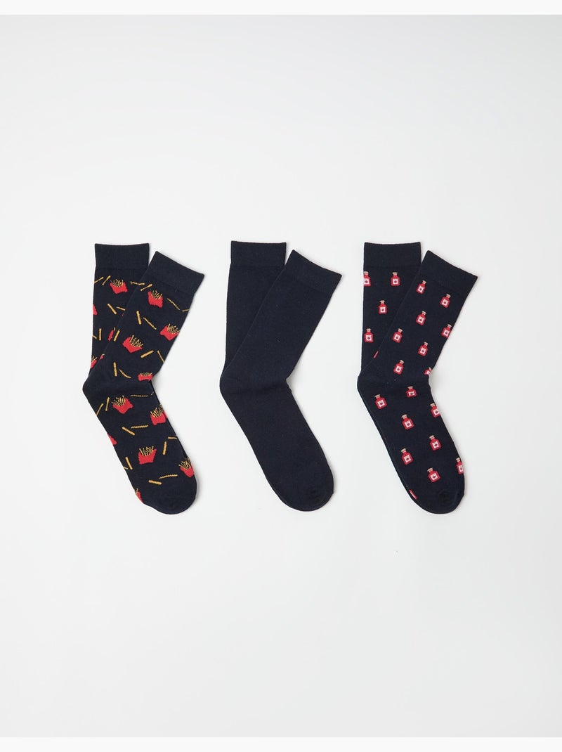 Paquete de 3 pares de calcetines, MO Fashion Azul - Kiabi