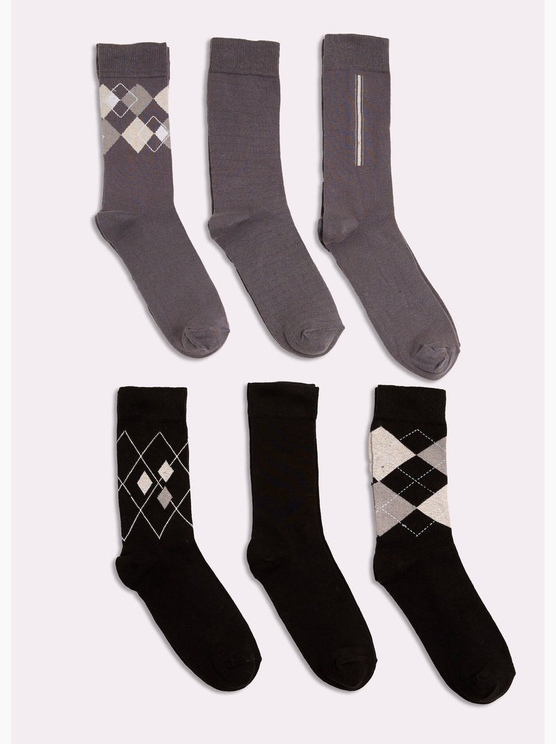 Paquete de 6 calcetines de diamantes - AFIBEL Negro - Kiabi