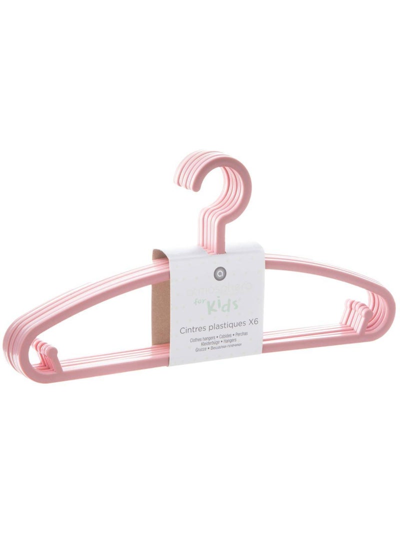 Paquete de 6 perchas de plástico rosas para niños Rosa - Kiabi