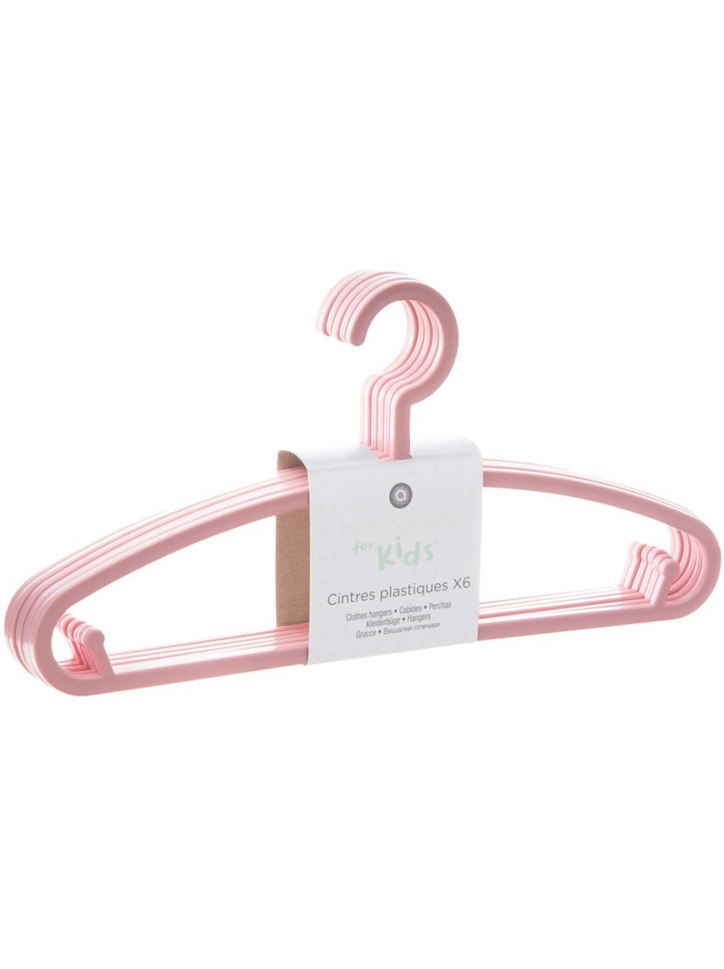 Paquete de 6 perchas de plástico rosas para niños Rosa - Kiabi