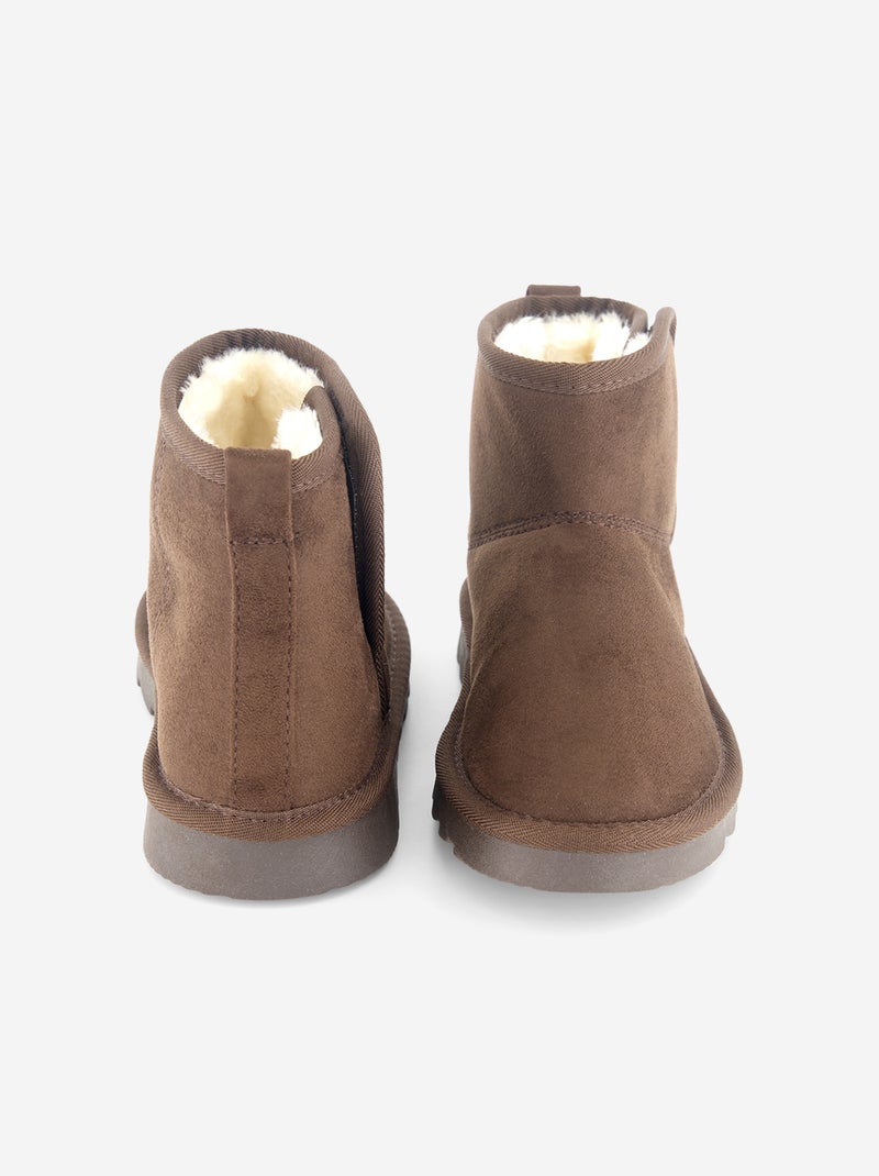 Par de botas forradas de antelina Marron - Kiabi