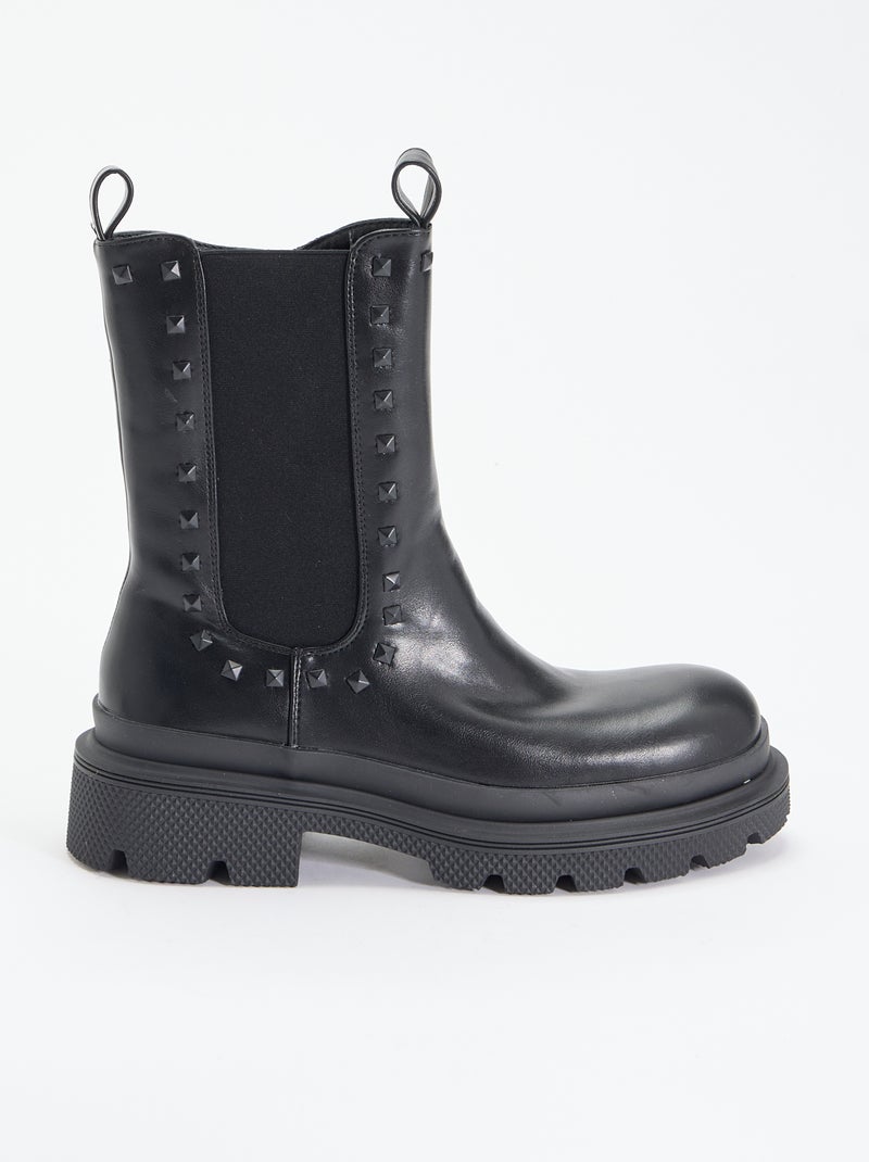 Par de botines de tacón con tachuelas de fantasía Negro - Kiabi