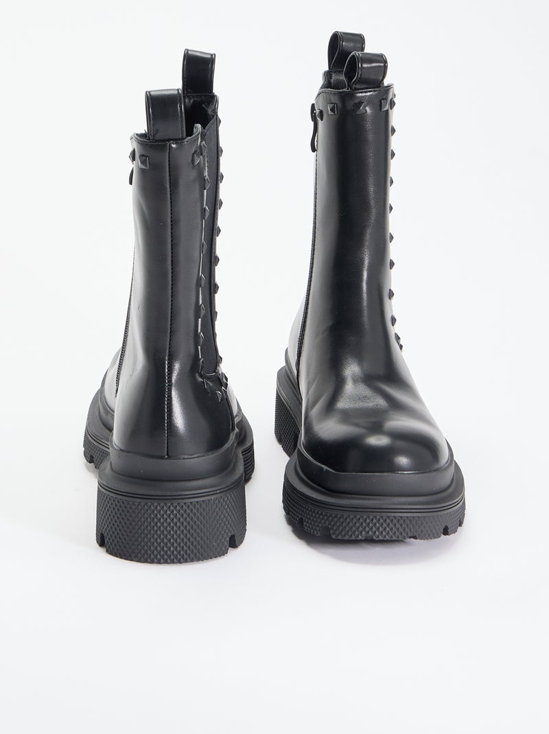 Par de botines de tacón con tachuelas de fantasía Negro - Kiabi
