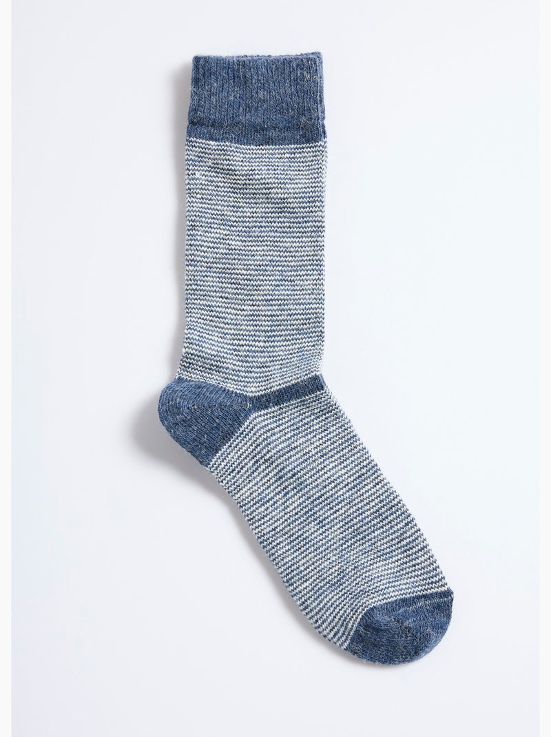 Par de calcetines cálidos de rayas con lana. - AFIBEL Azul - Kiabi