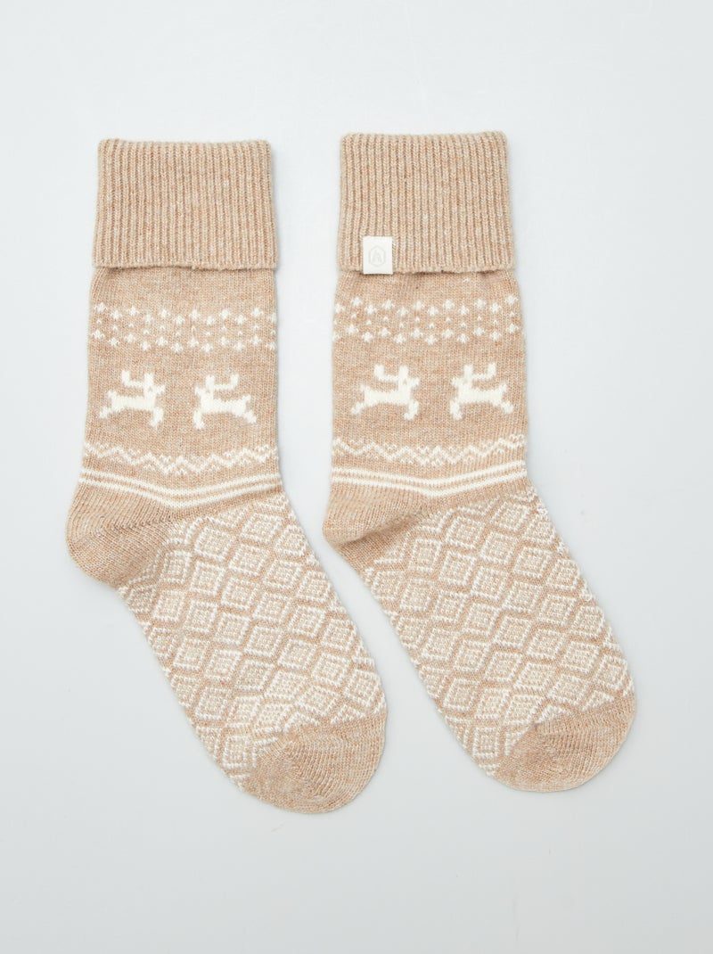 Par de calcetines de mezcla de lana BEIGE - Kiabi