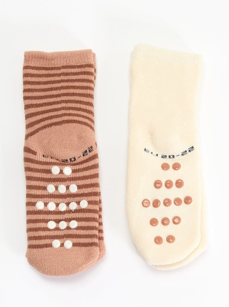 Par de calcetines fantasía antideslizantes Beige - Kiabi