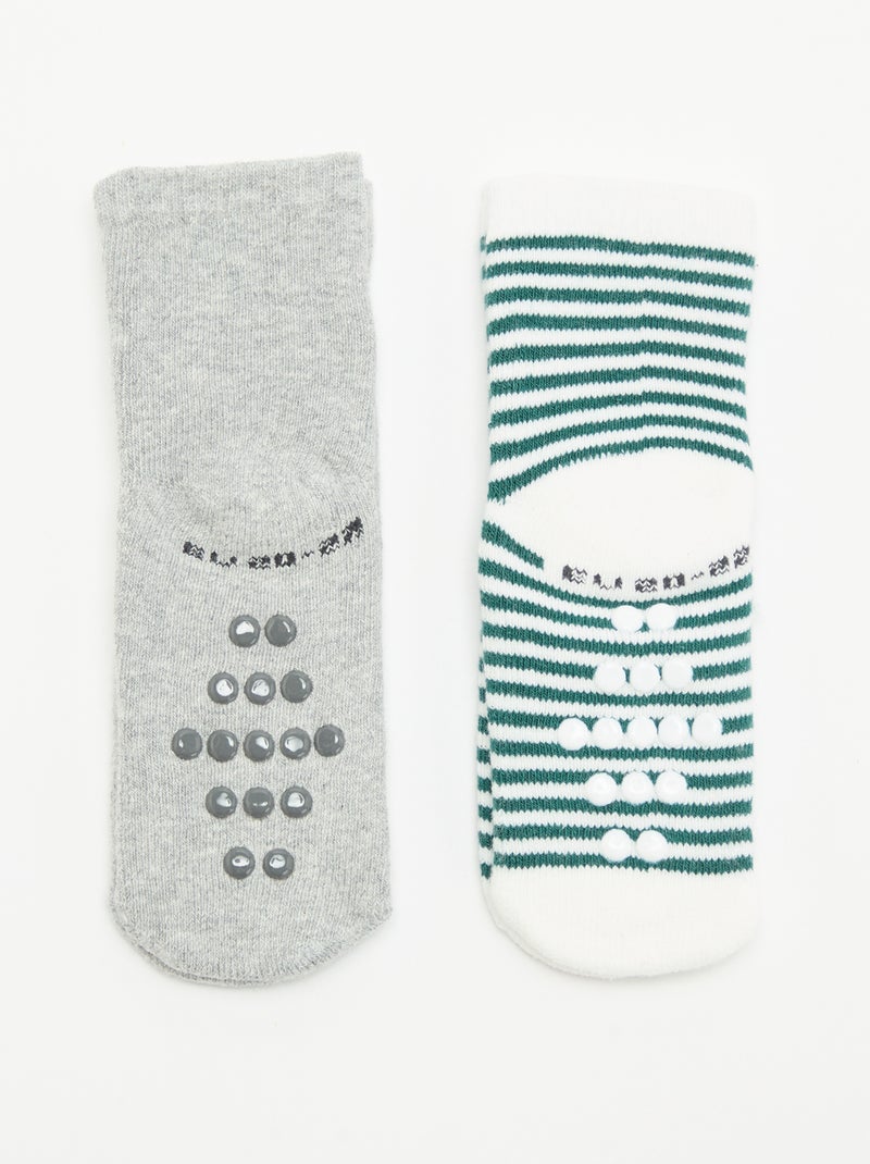 Par de calcetines fantasía antideslizantes Gris - Kiabi
