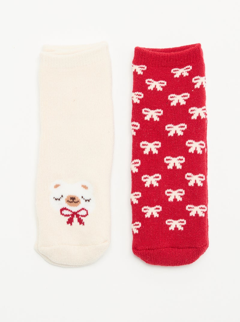 Par de calcetines fantasía antideslizantes Rojo - Kiabi