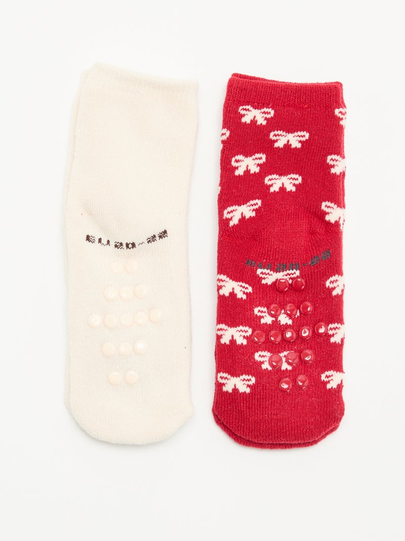 Par de calcetines fantasía antideslizantes Rojo - Kiabi