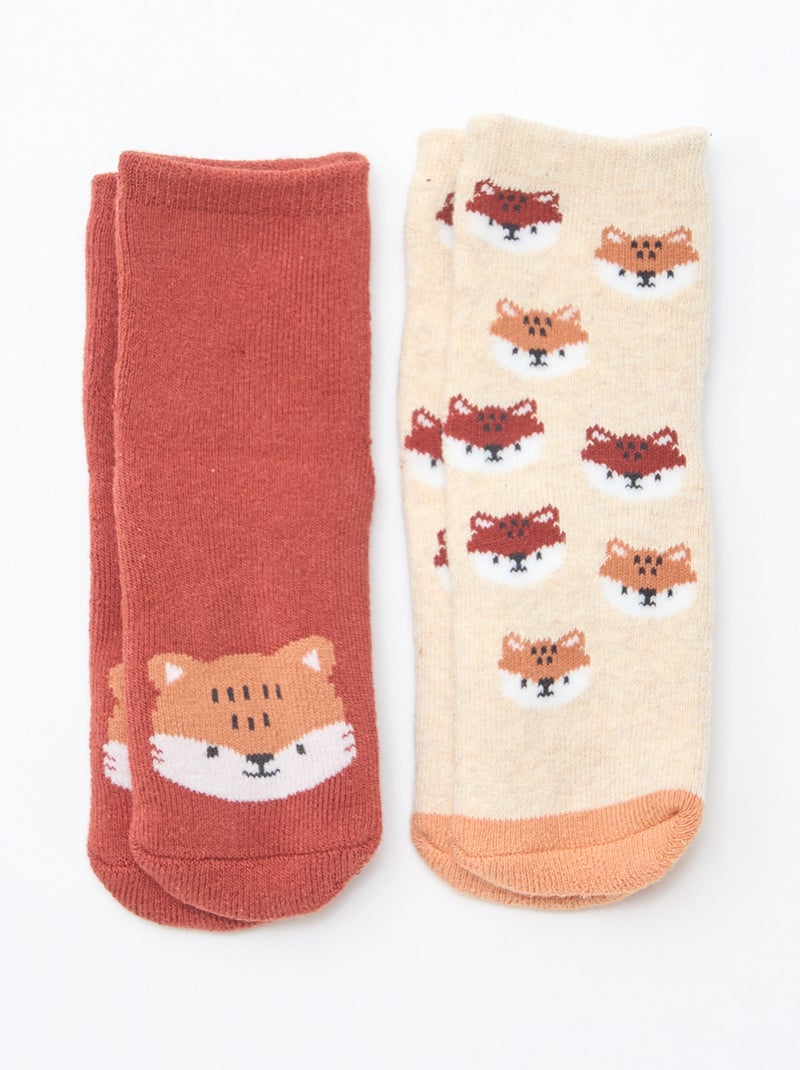 Par de calcetines originales antideslizantes Marron - Kiabi