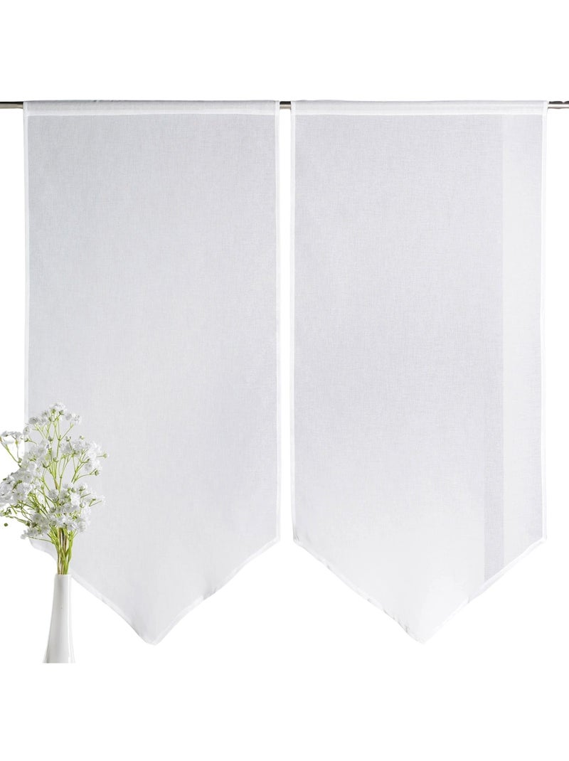 Par de cortinas bajas y puntiagudas Marfil - Kiabi