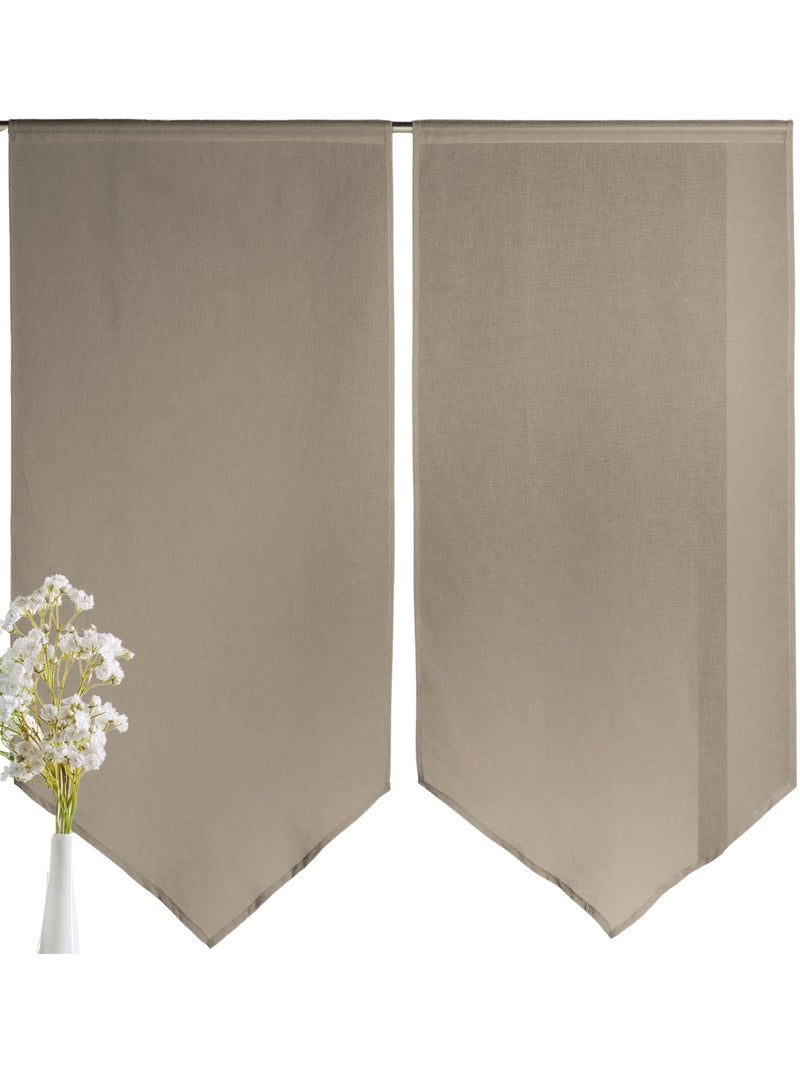 Par de cortinas bajas y puntiagudas Taupe - Kiabi