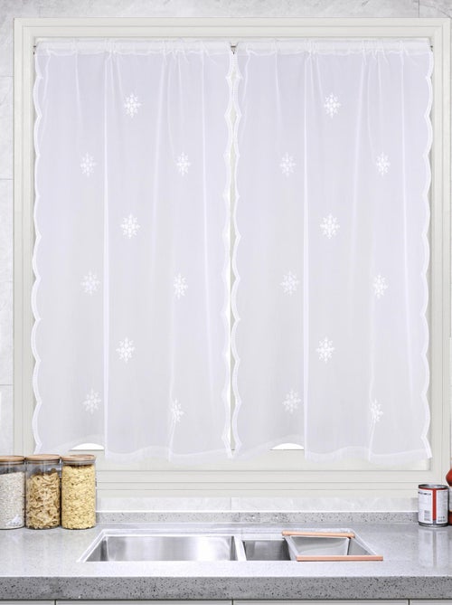 Par de cortinas blancas con motivo de copos de nieve - Kiabi
