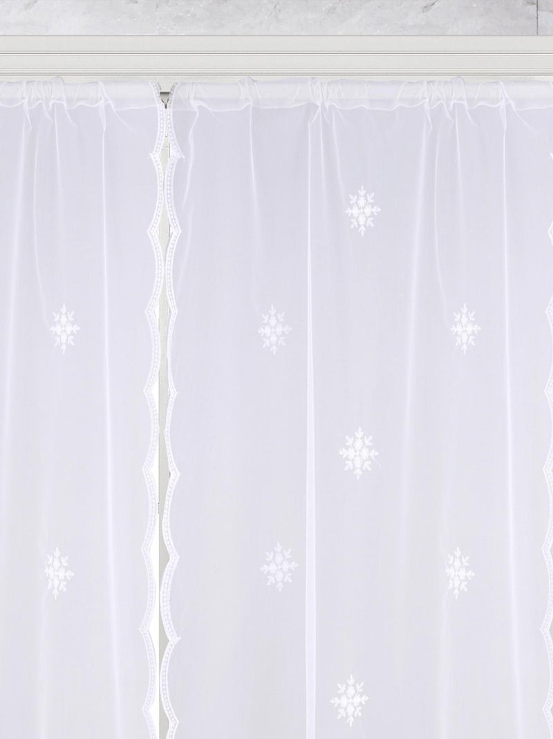 Par de cortinas blancas con motivo de copos de nieve Blanco - Kiabi