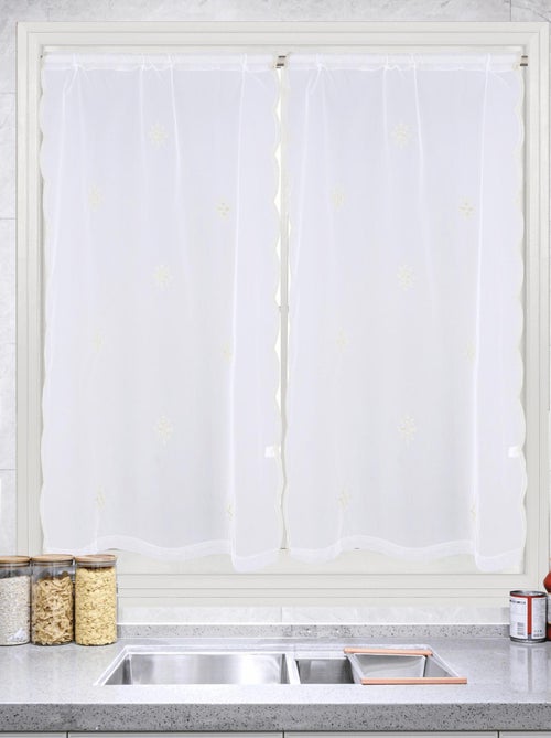 Par de cortinas blancas con motivo de copos de nieve - Kiabi