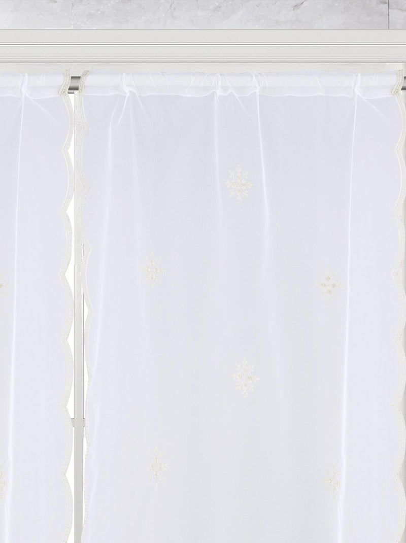 Par de cortinas blancas con motivo de copos de nieve Crudo - Kiabi