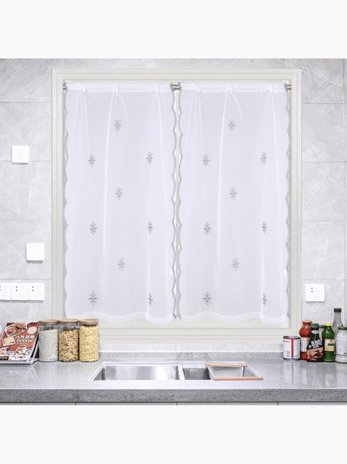 Par de cortinas blancas con motivo de copos de nieve - Kiabi
