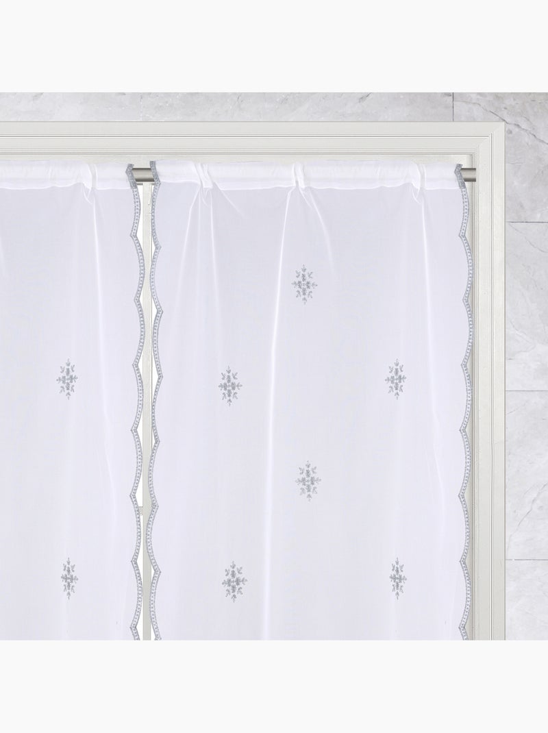 Par de cortinas blancas con motivo de copos de nieve Gris - Kiabi