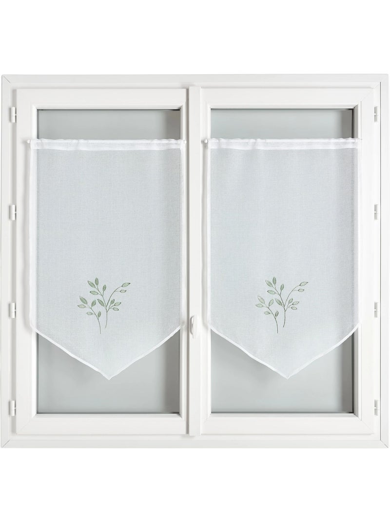 Par de cortinas bordadas Verde oliva - Kiabi