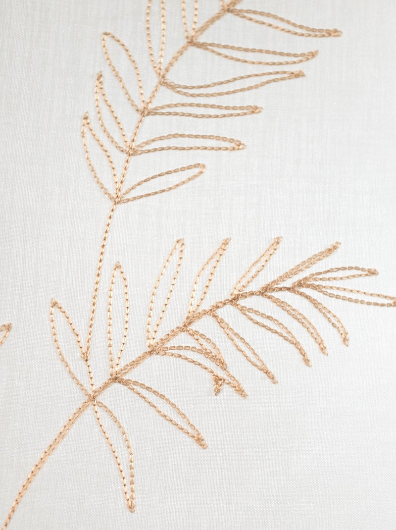 Par de cortinas con hojas bordadas Beige arena - Kiabi