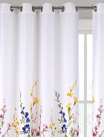 Par de Cortinas con Ojales y Motivo Floral Multicolor