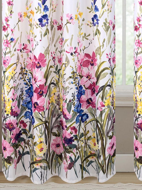 Par de Cortinas con Ojales y Motivo Floral Multicolor - Kiabi