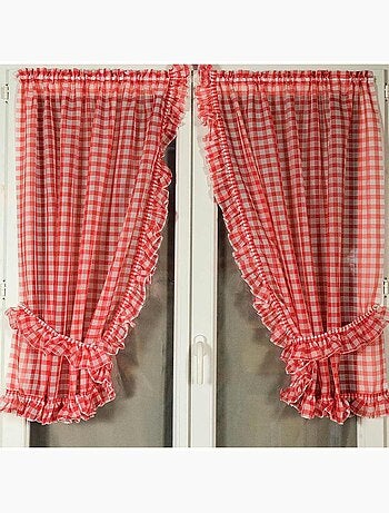 Par de cortinas de mujer con cuadros normandos