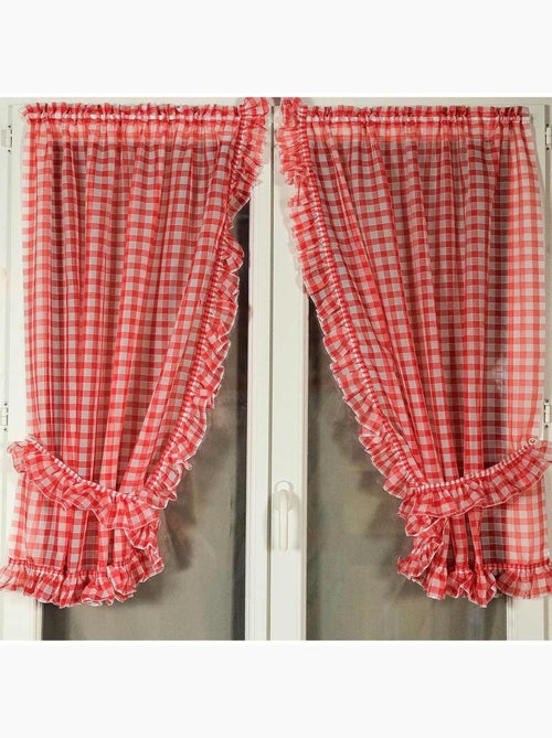 Par de cortinas de mujer con cuadros normandos - Kiabi