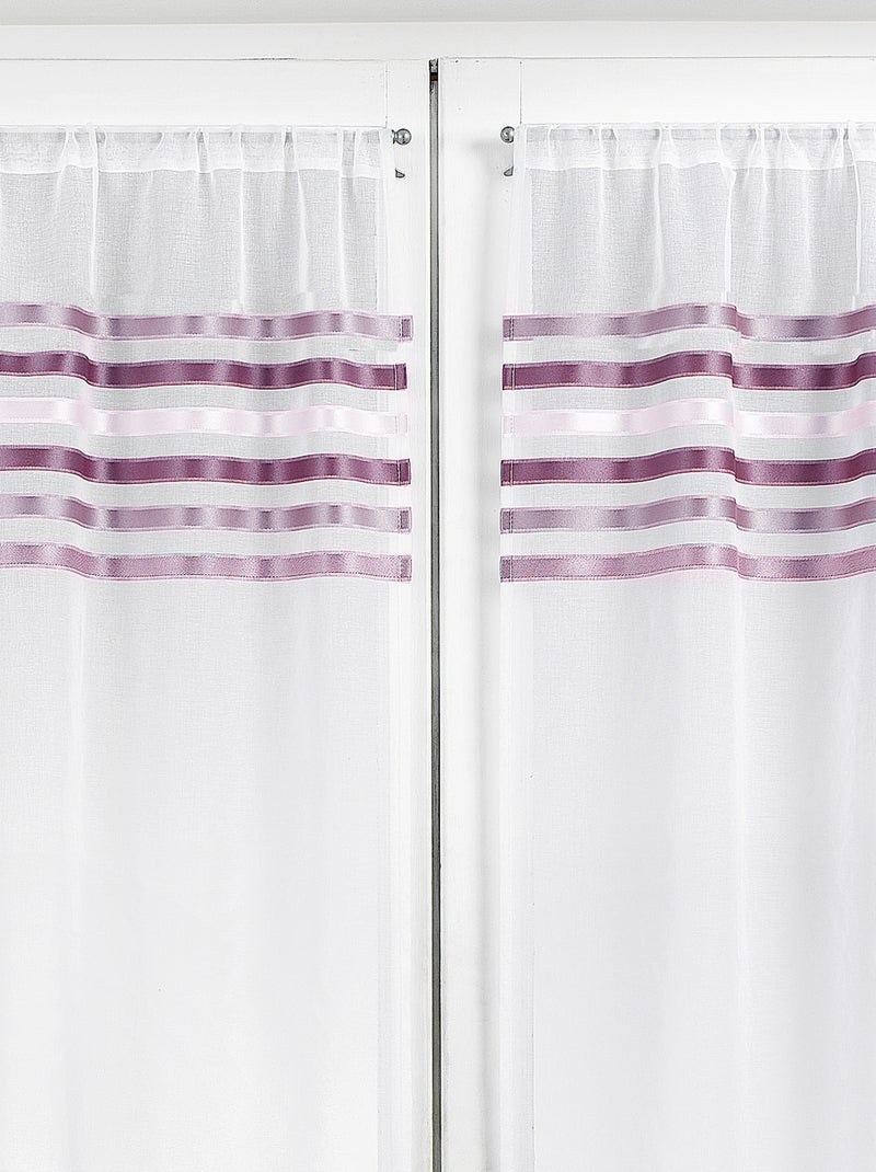 Par de cortinas de rayas horizontales Rosa viejo - Kiabi