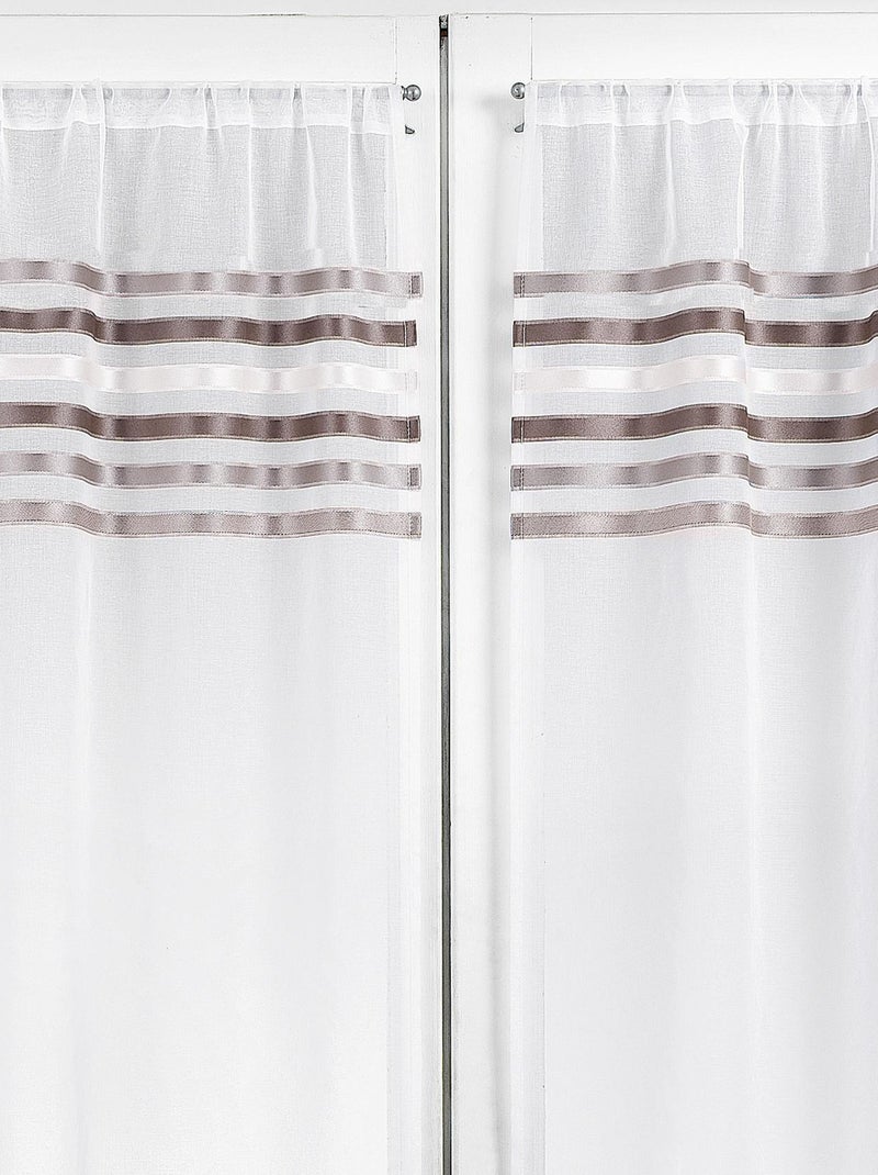 Par de cortinas de rayas horizontales Taupe - Kiabi