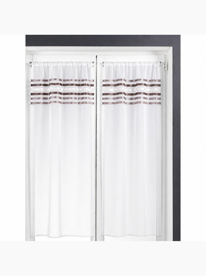 Par de cortinas de rayas horizontales Taupe - Kiabi