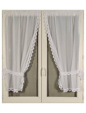 Par de cortinas de señora con borde de macramé