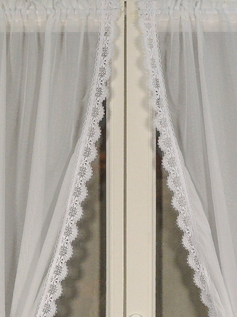 Par de cortinas de señora con ribete de macramé Blanco - Kiabi