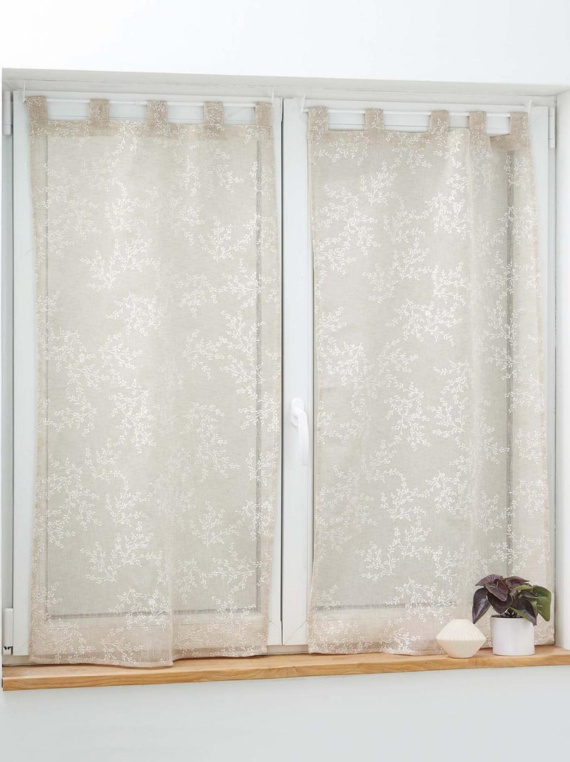 Par de cortinas de visillo con trabillas Taupe - Kiabi