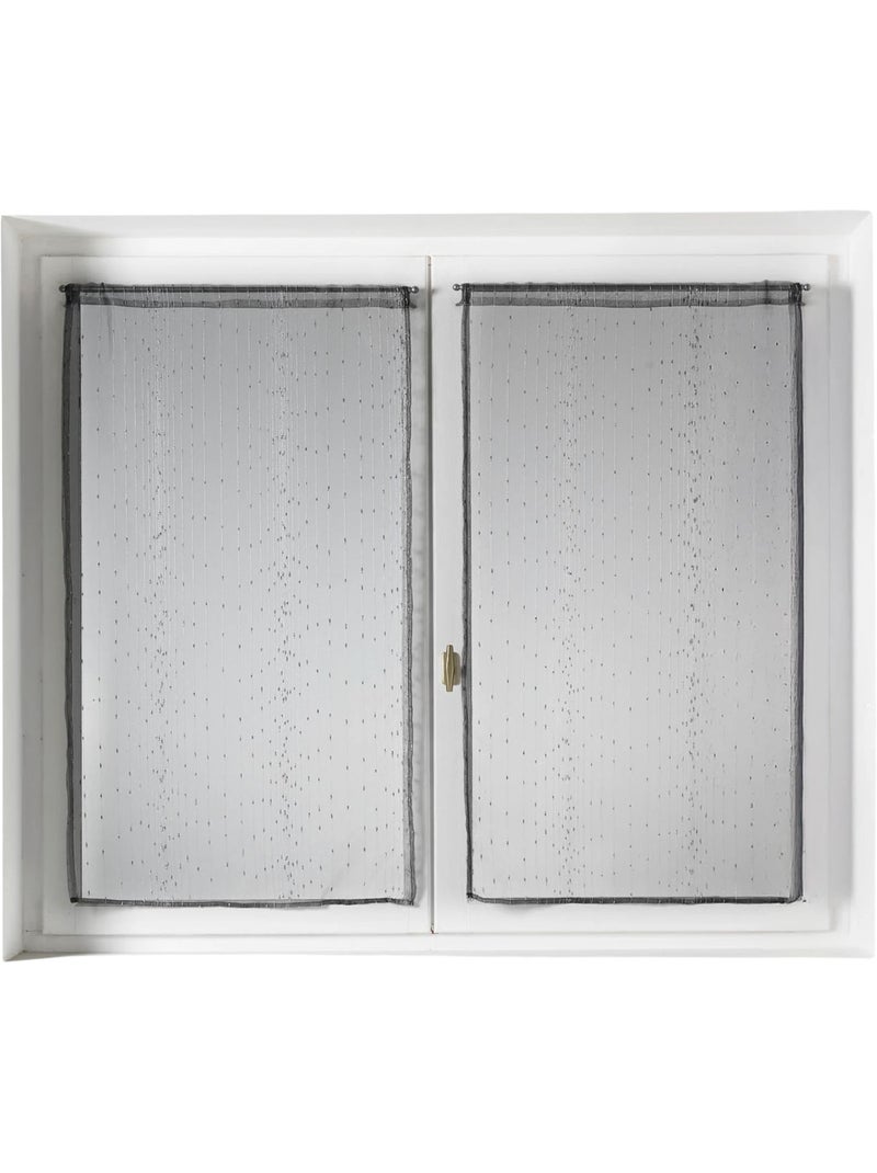 Par de cortinas finas de organza a rayas Gris claro - Kiabi