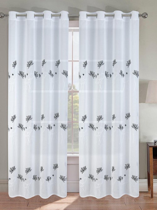 Par de cortinas florales plomadas - Kiabi