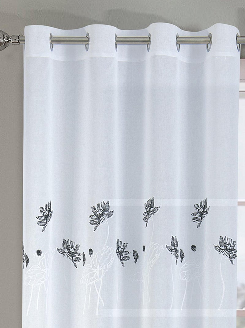 Par de cortinas florales plomadas Negro - Kiabi