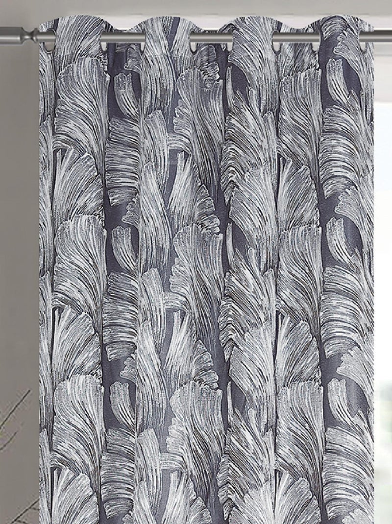 Par de cortinas jacquard tejido con relieve abstracto Gris antracita - Kiabi
