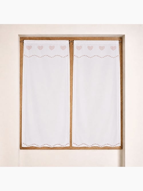 Par de cortinas ligeras bordadas con corazones - Kiabi