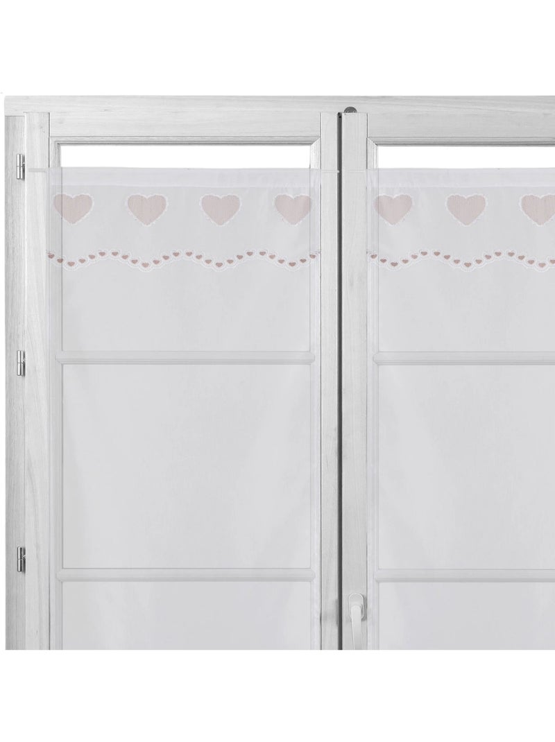 Par de cortinas ligeras bordadas con corazones Beige - Kiabi