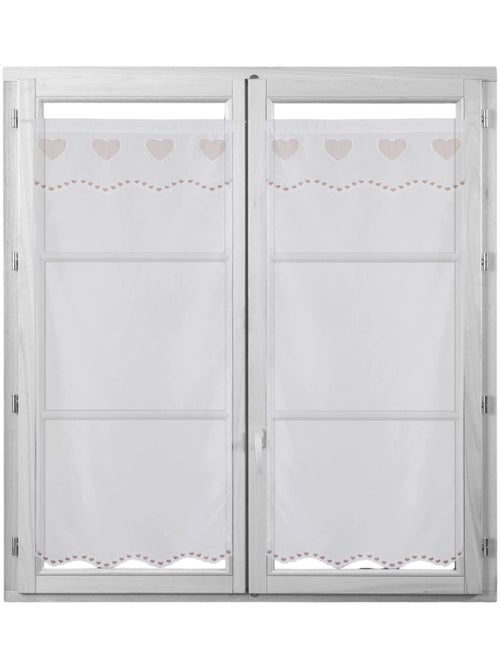 Par de cortinas ligeras bordadas con corazones - Kiabi