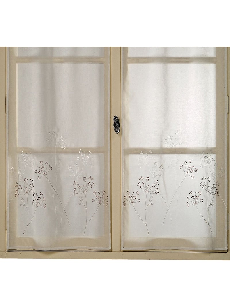 Par de cortinas ligeras bordadas con motivos vegetales Marfil - Kiabi