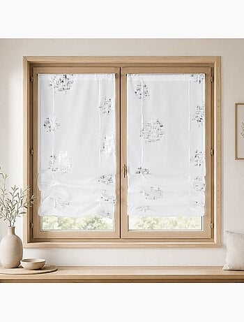 Par de cortinas ligeras con cordón para subir, con estampado plateado