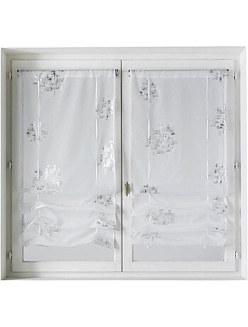 Par de cortinas ligeras con cordón para subir, con estampado plateado