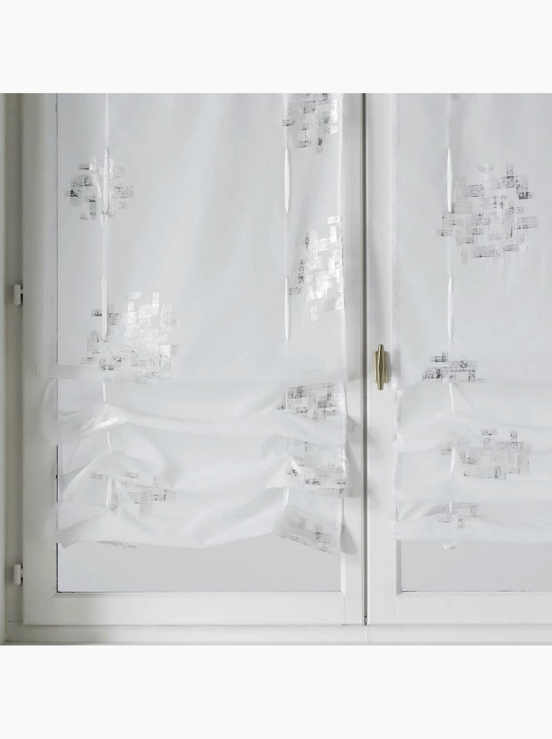 Par de cortinas ligeras con cordón para subir, con estampado plateado Blanco - Kiabi